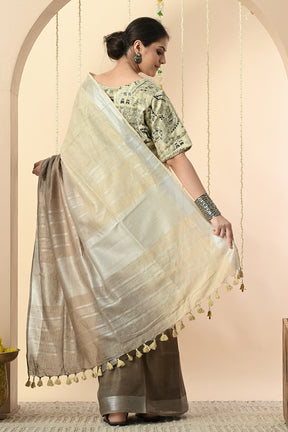 Graceful & Timeless Ombré - Naturally Dyed Artisanal Organic Linen Saree