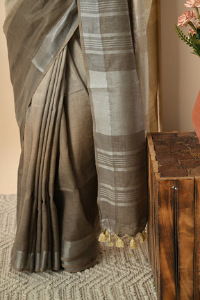 Graceful & Timeless Ombré - Naturally Dyed Artisanal Organic Linen Saree