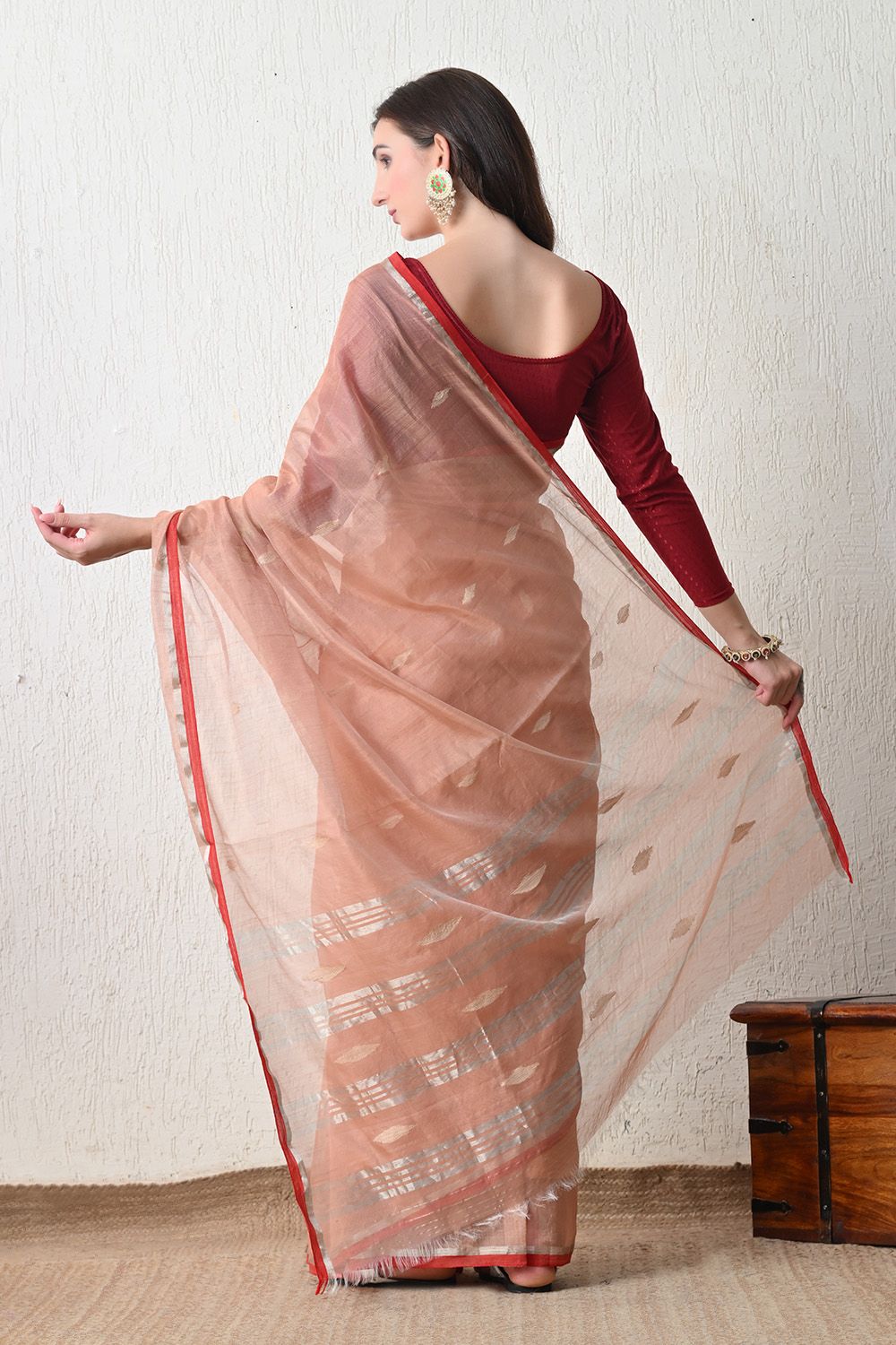 Sutrangini Saree -Natural Dyed Yarn - Gulabi