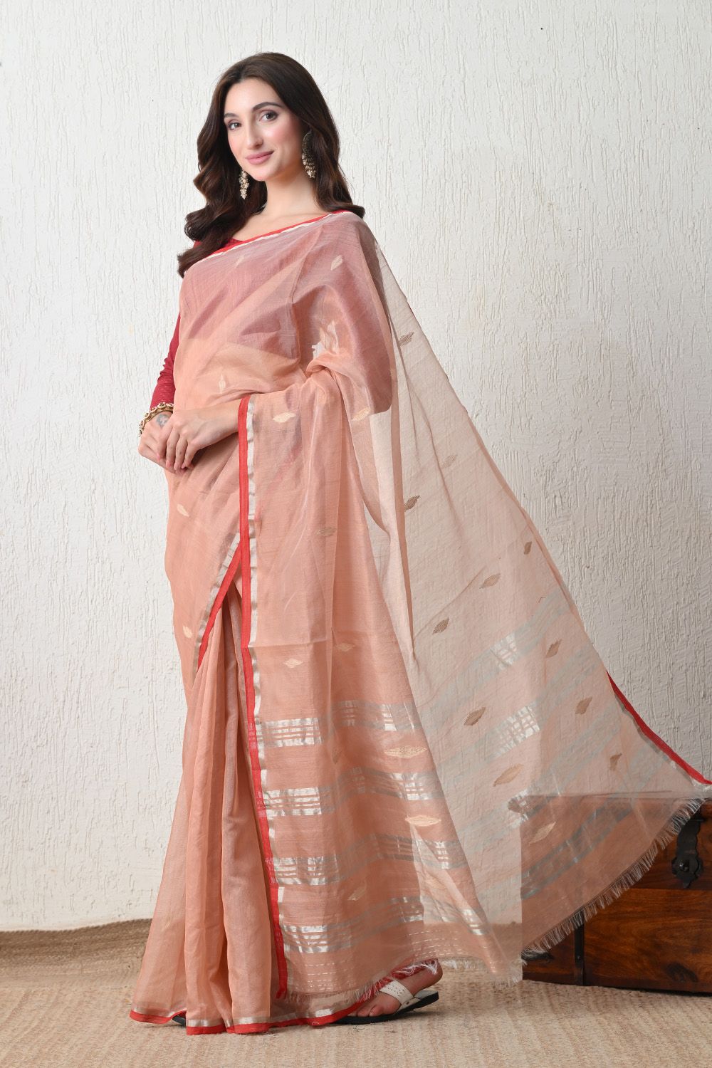 Sutrangini Saree -Natural Dyed Yarn - Gulabi