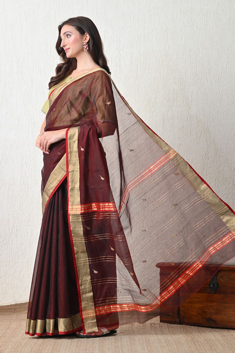 Sutrangini Saree - Parrot