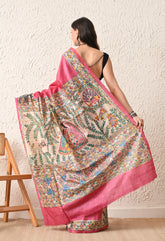 Pure Tussar Silk Madhubani Hand-Painted Saree