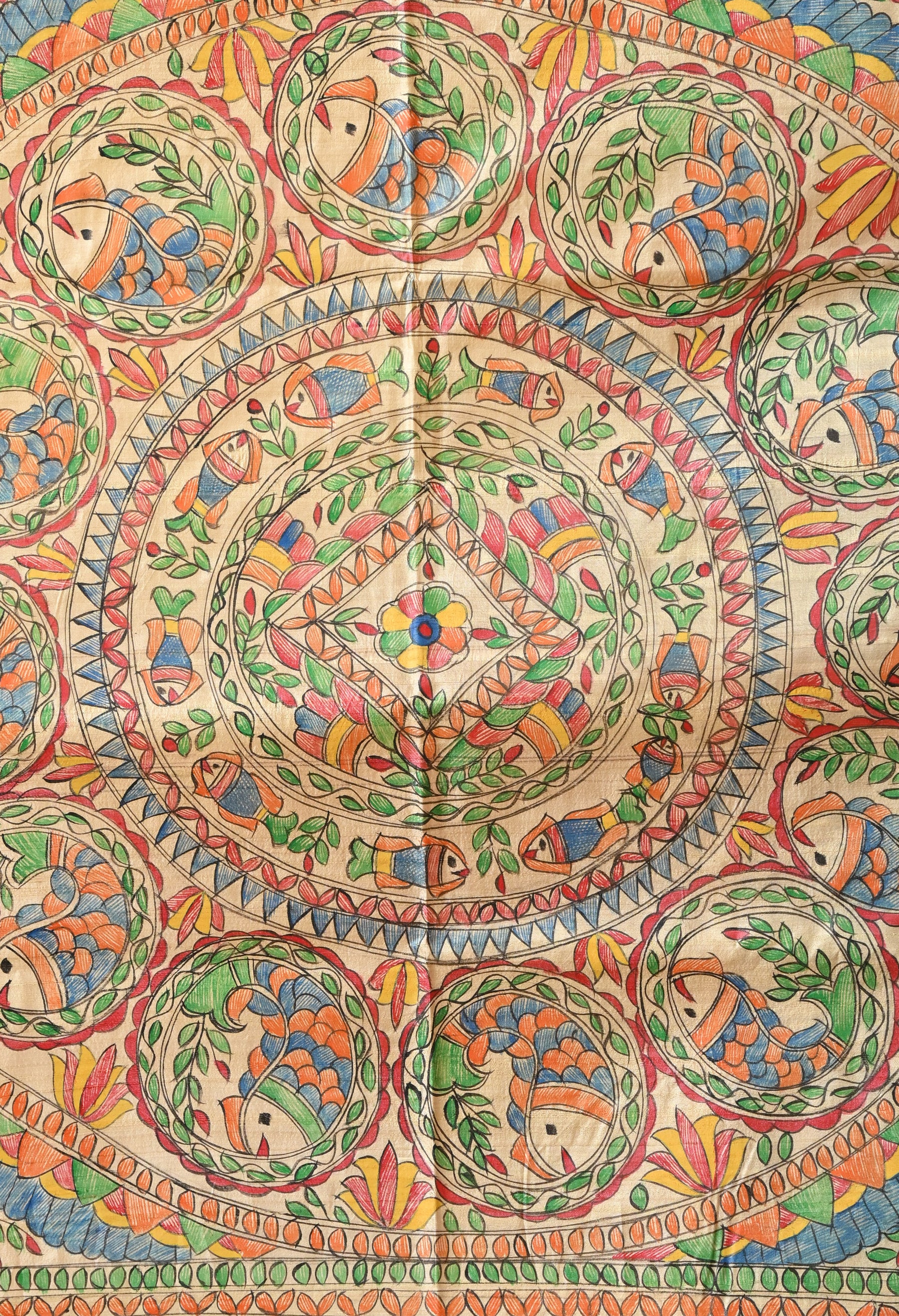 Pure Tussar Silk Madhubani Hand-Painted Saree