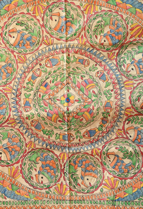 Pure Tussar Silk Madhubani Hand-Painted Saree