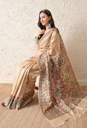 Pure Tussar Silk Madhubani Hand-Painted Saree