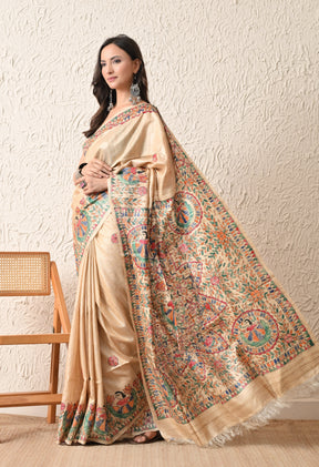 Pure Tussar Silk Madhubani Hand-Painted Saree
