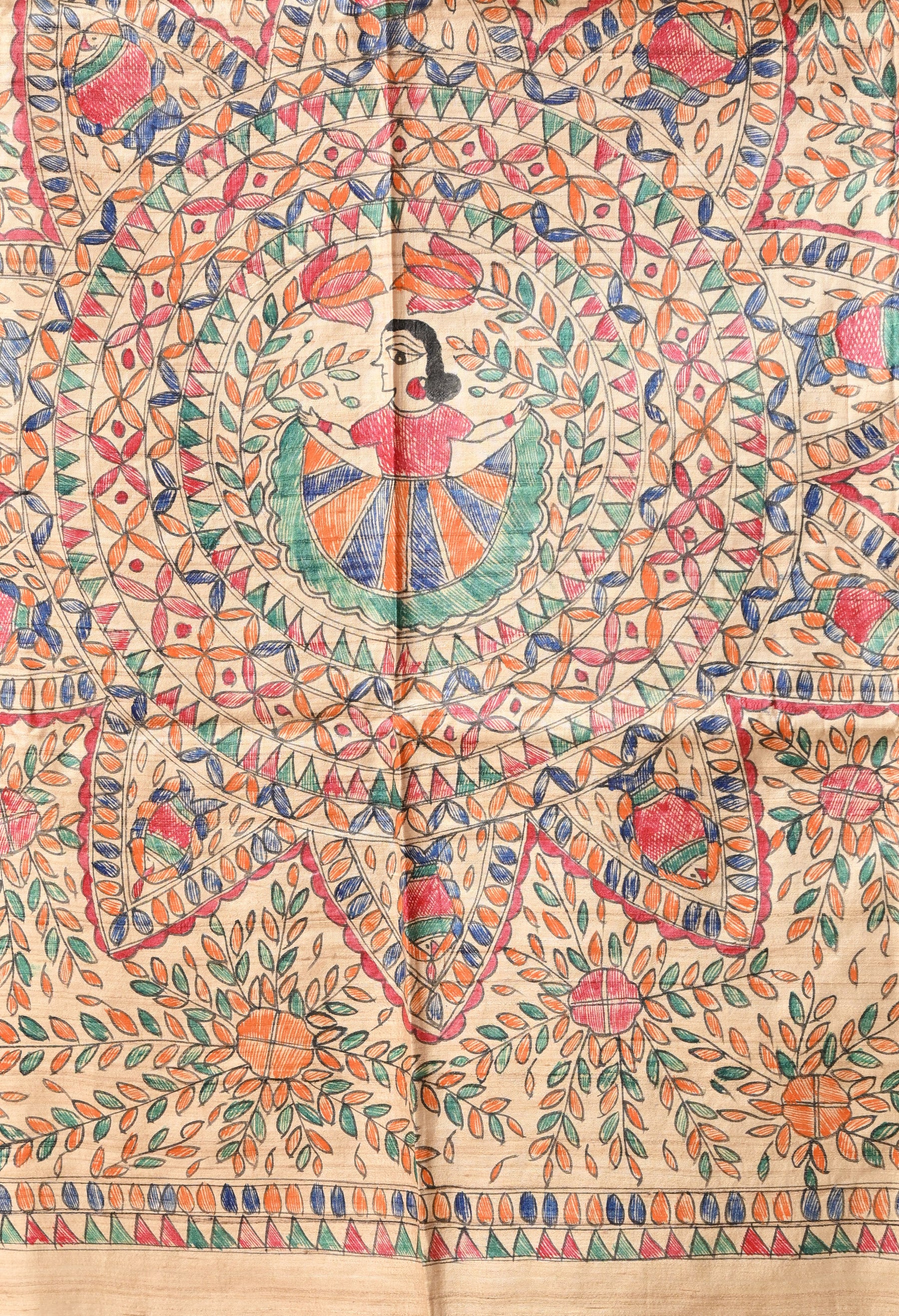 Pure Tussar Silk Madhubani Hand-Painted Saree