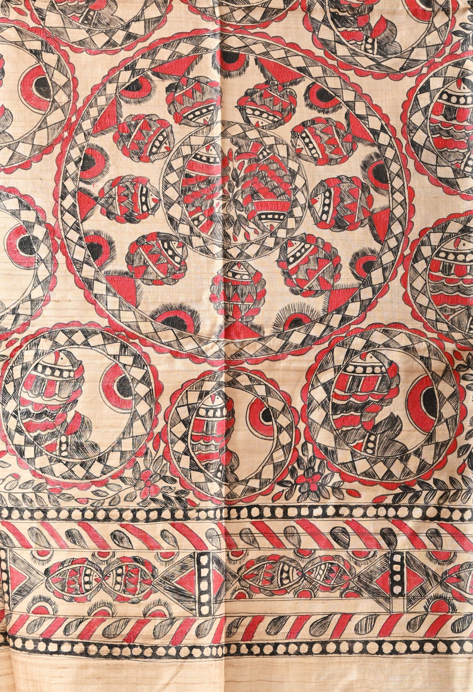 Pure Tussar Silk Madhubani Hand-Painted Saree – Crimson Heritage Collection