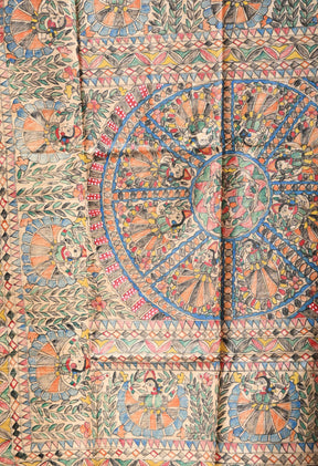 Pure Tussar Silk Madhubani Hand-Painted Saree – Folk Dance Heritage Collection