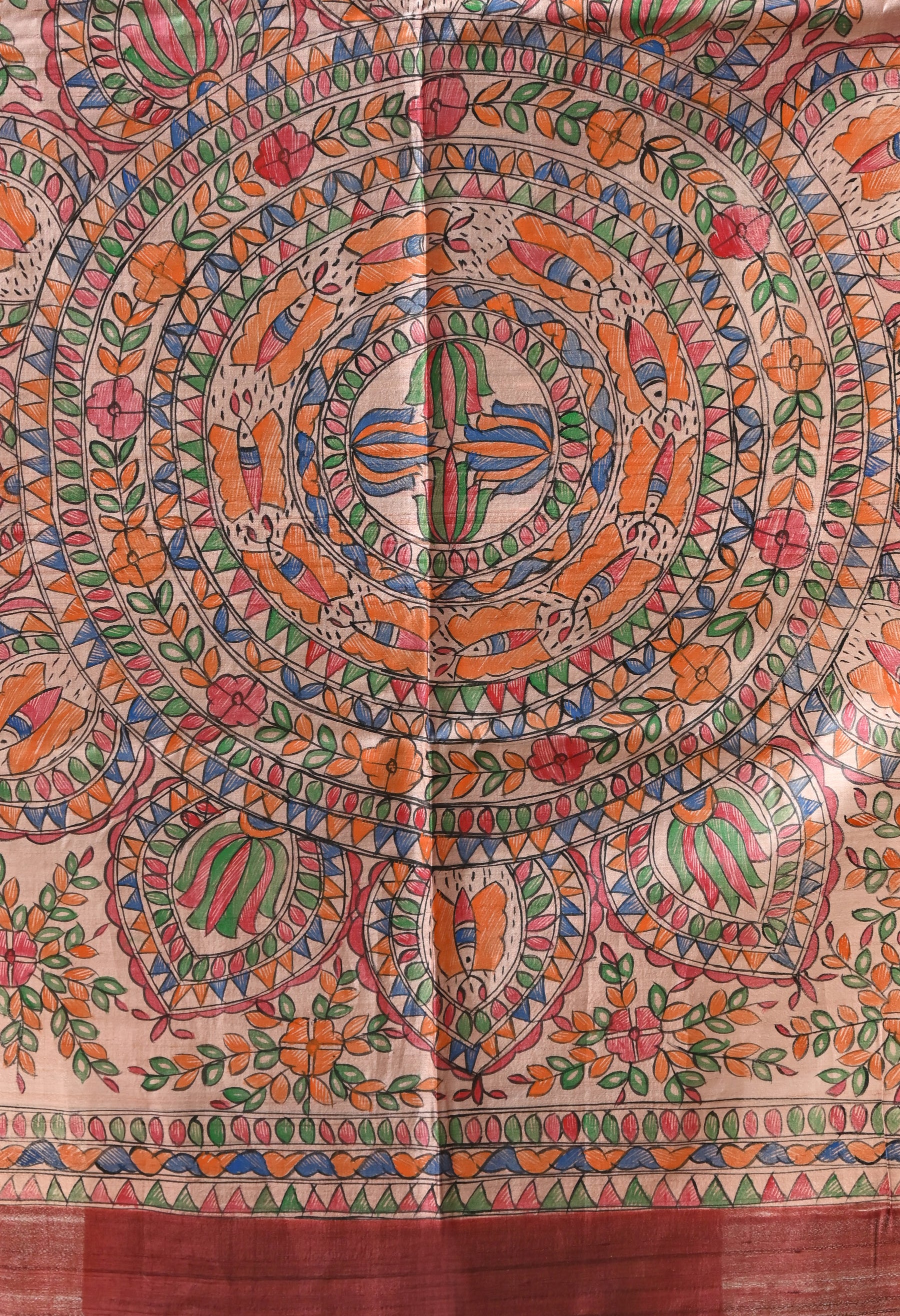 Pure Tussar Silk Madhubani Hand-Painted Saree