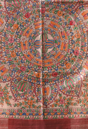 Pure Tussar Silk Madhubani Hand-Painted Saree