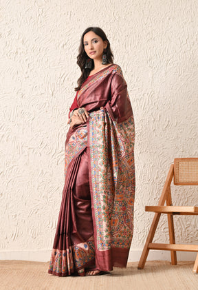 Pure Tussar Silk Madhubani Hand-Painted Saree
