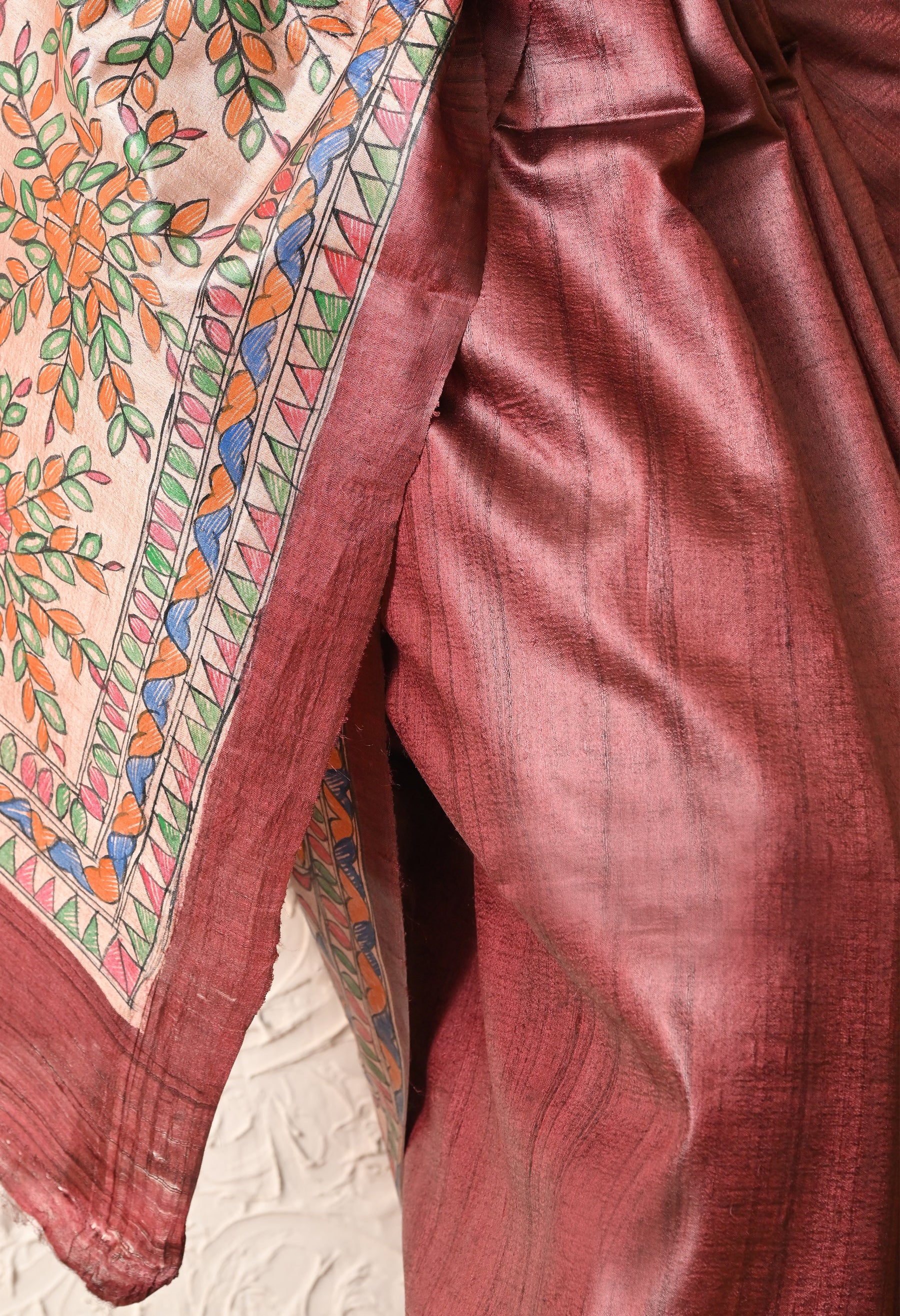 Pure Tussar Silk Madhubani Hand-Painted Saree