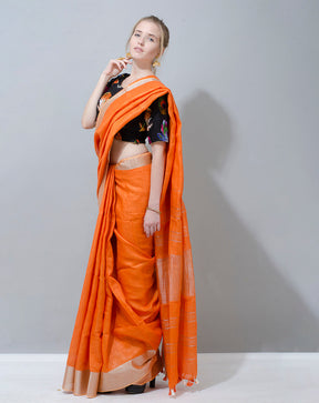 Orange Colour Linen Saree: Elegance in Blush