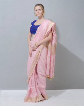Baby Pink Linen Saree: Elegance in Blush