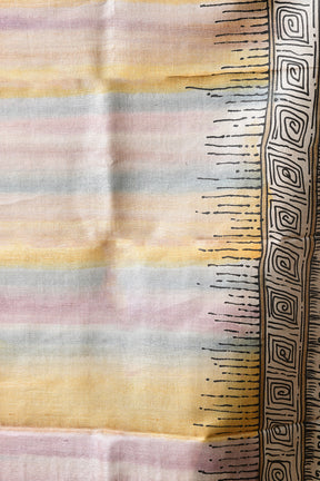 Handcrafted Hand-Painted Tussar Silk Saree – Bhasha Bharat