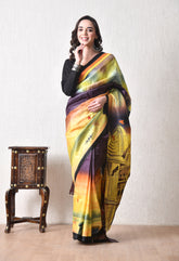 Handcrafted Hand-Painted Tussar Silk Saree – Bhasha Bharat