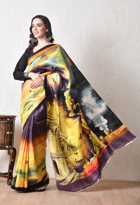 Handcrafted Hand-Painted Tussar Silk Saree – Bhasha Bharat