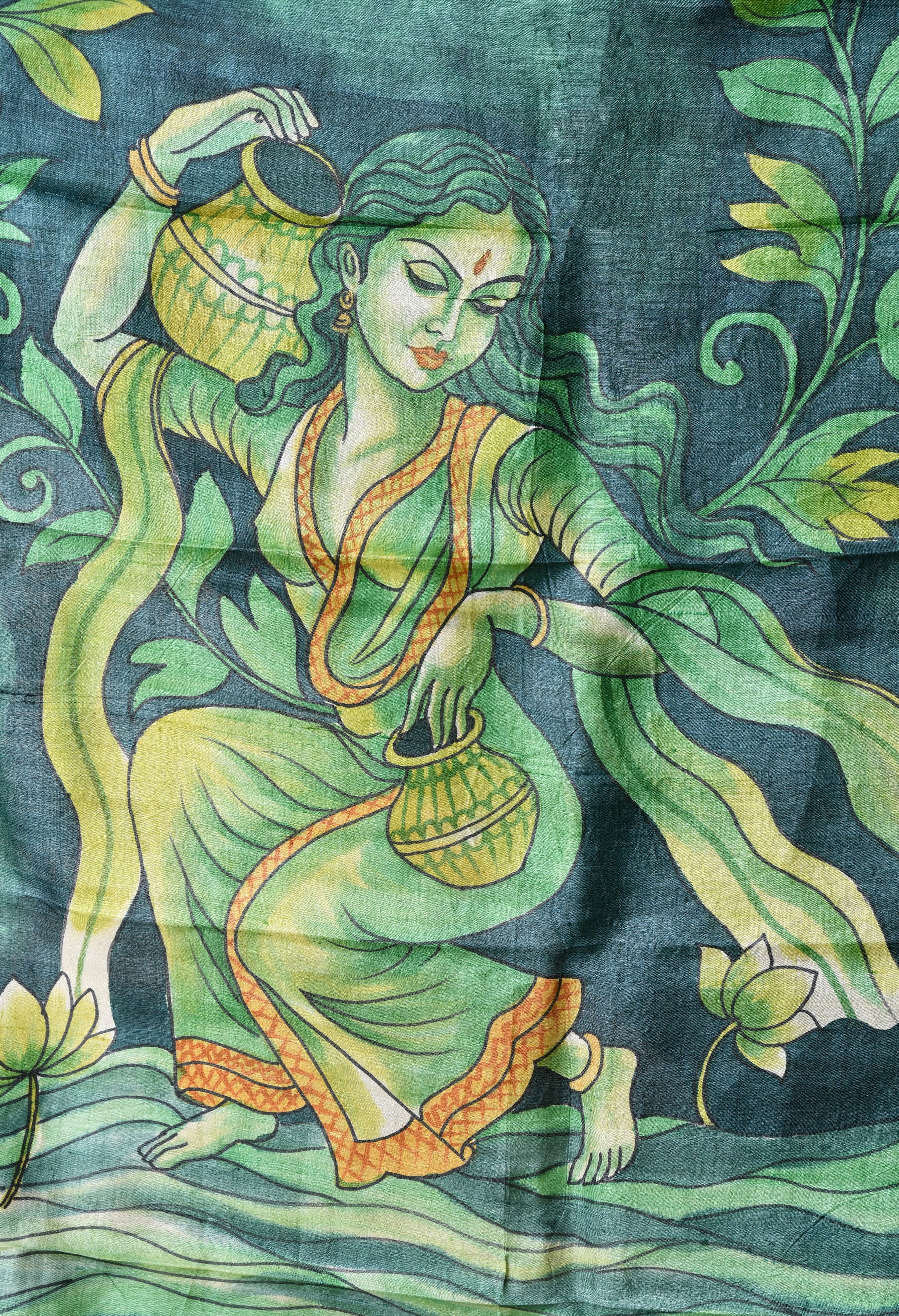 Handcrafted Hand-Painted Tussar Silk Saree – Bhasha Bharat