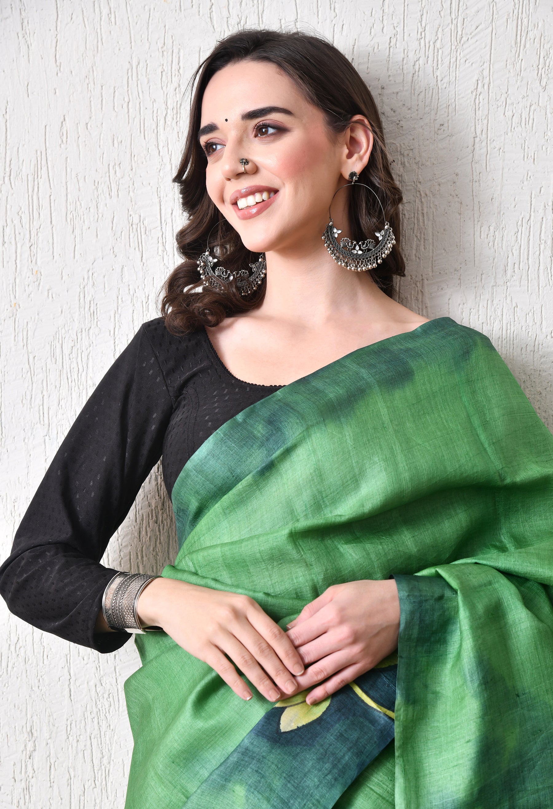 Handcrafted Hand-Painted Tussar Silk Saree – Bhasha Bharat