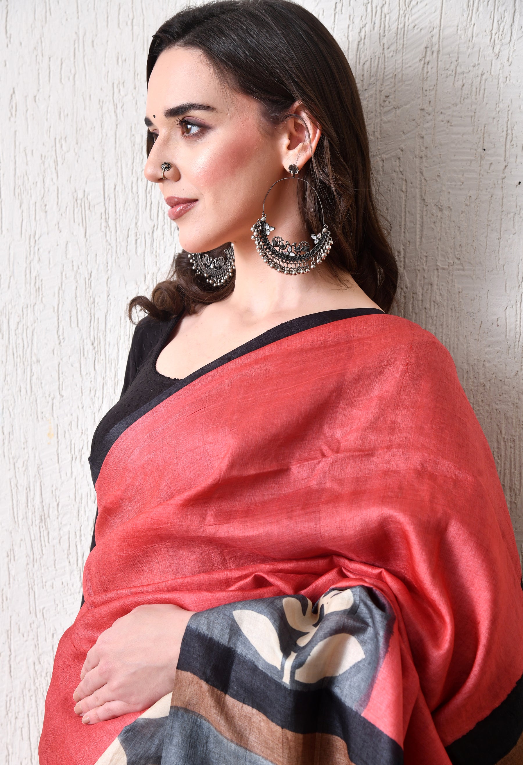 Handcrafted Hand-Painted Tussar Silk Saree – Bhasha Bharat