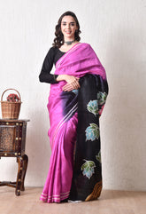 Handcrafted Hand-Painted Tussar Silk Saree – Bhasha Bharat