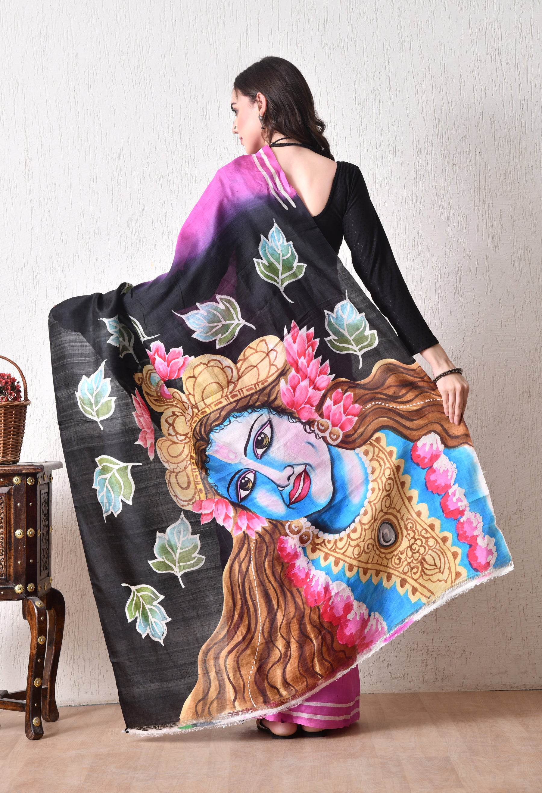 Handcrafted Hand-Painted Tussar Silk Saree – Bhasha Bharat