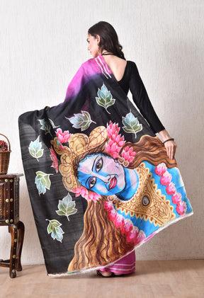 Handcrafted Hand-Painted Tussar Silk Saree – Bhasha Bharat
