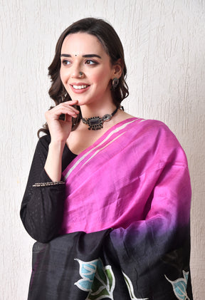 Handcrafted Hand-Painted Tussar Silk Saree – Bhasha Bharat