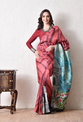 Handcrafted Hand-Painted Tussar Silk Saree – Bhasha Bharat