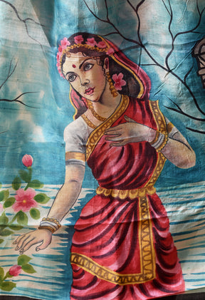 Handcrafted Hand-Painted Tussar Silk Saree – Bhasha Bharat