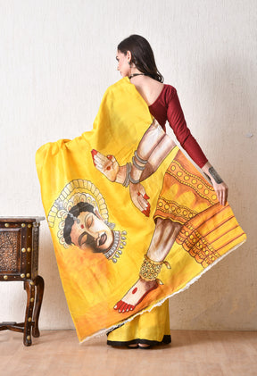 Handcrafted Hand-Painted Tussar Silk Saree – Bhasha Bharat