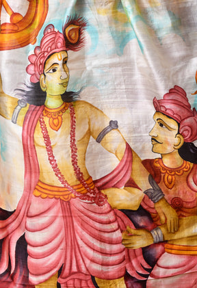 Handcrafted Hand-Painted Tussar Silk Saree – Bhasha Bharat