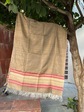 Natural Colour Stripe Border Tussar Silk Duppata