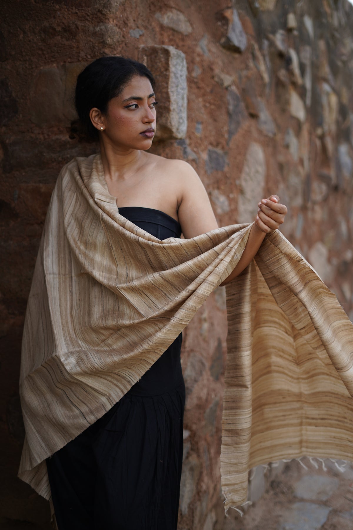 Handwoven Tussar Silk Dupatta Natural Colour