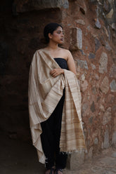 Handwoven Tussar Silk Dupatta Natural Colour