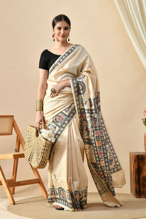 Elegant handwoven pure tussar silk saree, 6.5 mtr in length, ideal for dry cleaning. Buy eco-friendly tussar saree online