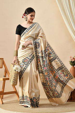 Elegant handwoven pure tussar silk saree, 6.5 mtr in length, ideal for dry cleaning. Buy eco-friendly tussar saree online
