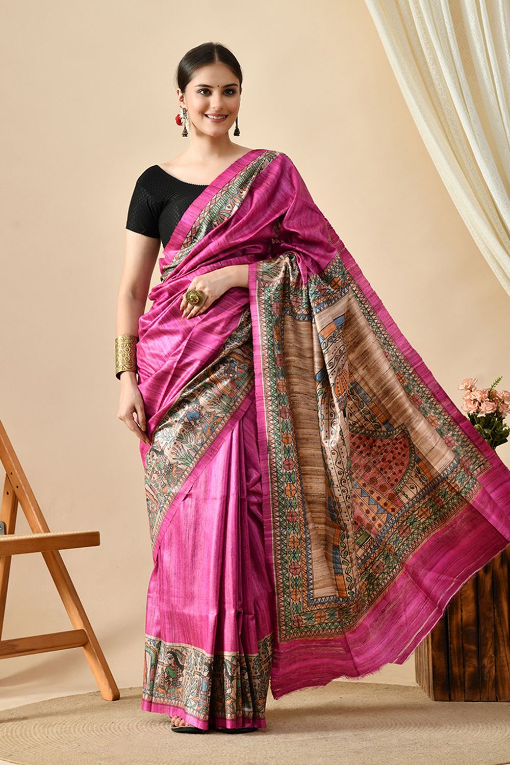 Eco-friendly handwoven pure tussar silk saree of 6.5 mtr. length, perfect for dry clean keeping the quality intact