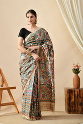 Handwoven eco-friendly pure tussar silk saree of length 6.5 mtr. Perfect for online shopping and uses natural dye. Dry clean recommended.