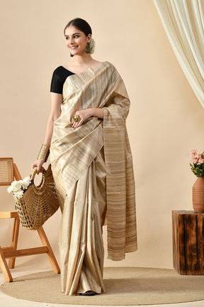 Elegant handwoven pure tussar silk saree, perfect for eco-conscious fashion, available for online purchase