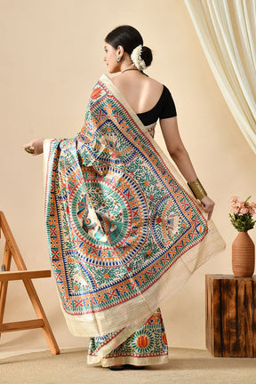 Elegant handwoven eco-friendly tussar silk saree of 6.5 meters length, ideal for dry clean. Buy this pure tussar silk saree online.