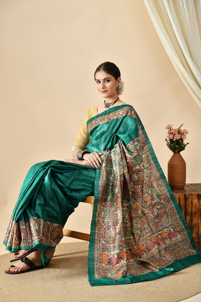 Elegant eco-friendly handwoven tussar silk saree in natural dye, 6.5 mtr length. Shop online, dry clean recommended for care.