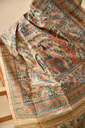 Image of a 6.5 mtr long handwoven pure tussar silk saree - eco-friendly and ideal for dry clean. Buy and shop eco tussar saree online.