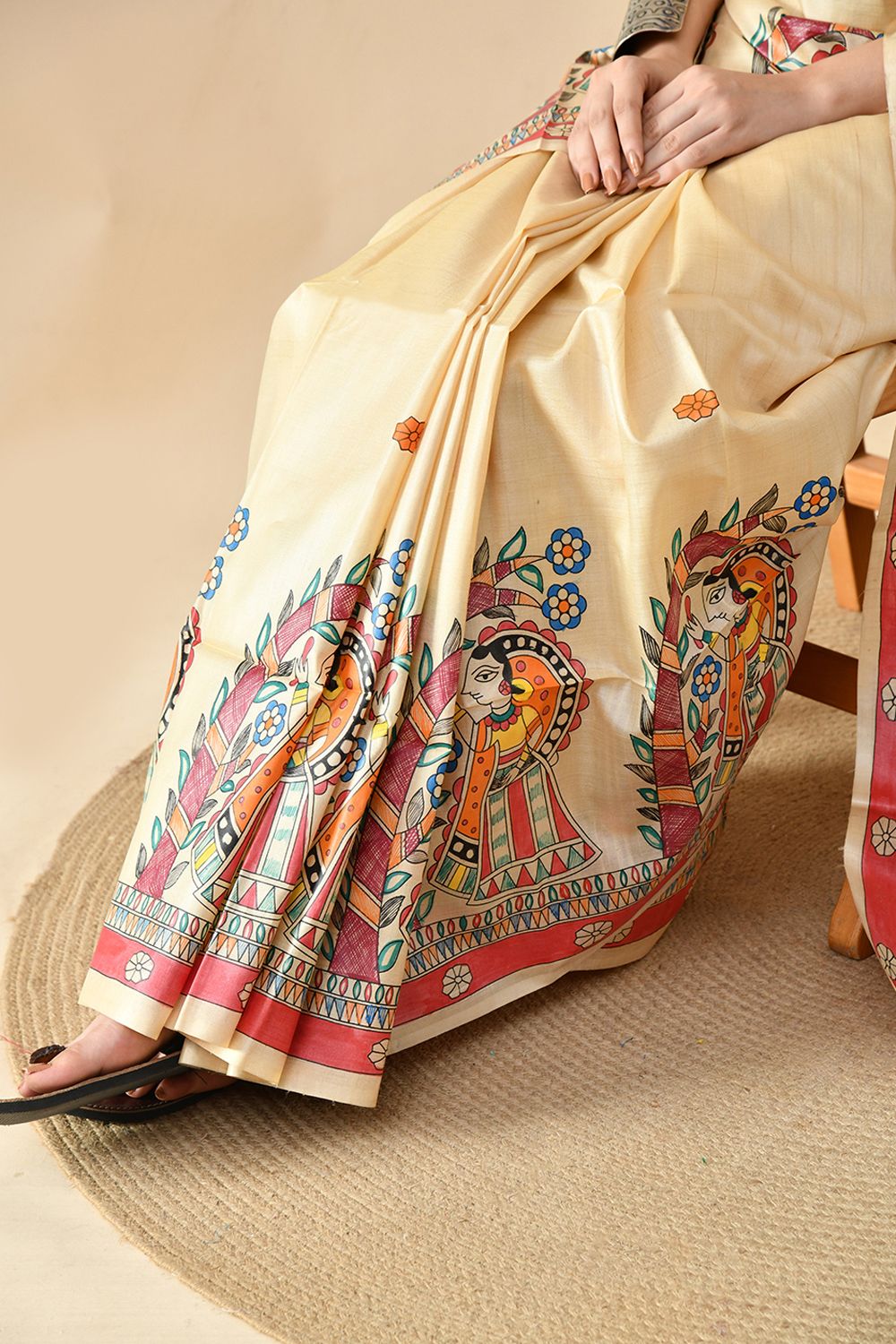 Elegant eco-friendly pure tussar silk saree handwoven in length of 6.5 meters, recommended dry clean for care, perfect to shop online.
