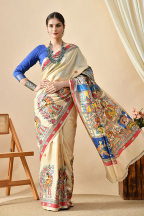 Elegant eco-friendly pure tussar silk saree handwoven in length of 6.5 meters, recommended dry clean for care, perfect to shop online.