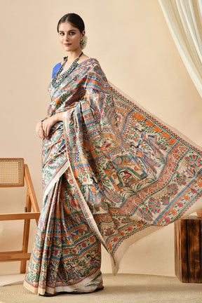 Tradition Embraces Trend: Authentic Madhubani Handwoven Tussar Silk Saree