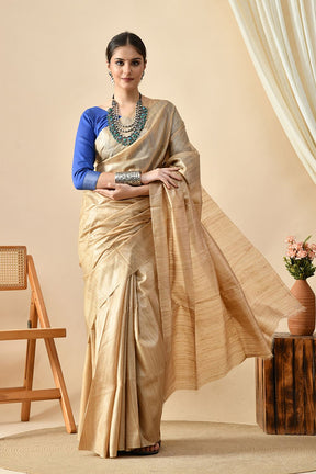 Eco-Luxury Style Statement: Handwoven Desi Tussar Silk Saree