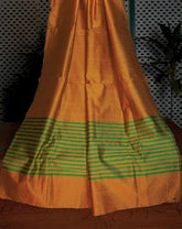 Orange Silk Duppata With Green  border