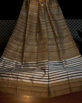 Gicchaa Raw Natural Tussar Silk Duppata with stripe border